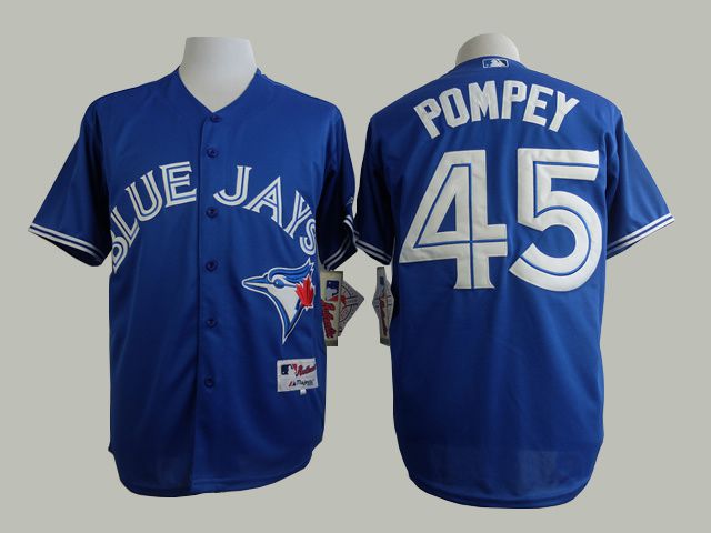Men Toronto Blue Jays 45 Pompey Blue MLB Jerseys